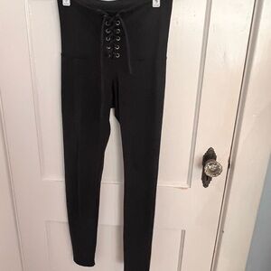 Black Lace-Up Leggings